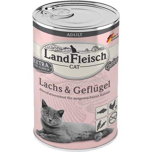 LandFleisch Cat Adult Gelee - 400g - Lachs &amp; Gefl&#252;gel 