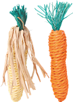 TRIXIE Karotte und Maiskolben-Set aus Stroh - 15 cm 