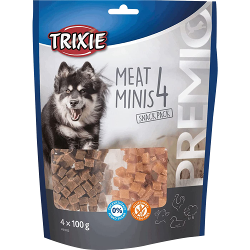 TRIXIE PREMIO 4 Meat Minis - Huhn/Ente/Rind/Lamm - 4 &#215; 100 g 