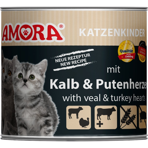6x Amora Katzenkinder - 200 g - Putenherzen 