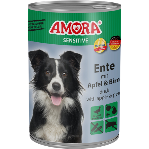 6x Amora Sensitive - 400 g - Ente, Apfel & Birne 