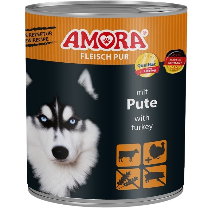 6x Amora Fleisch Pur - 800 g - Pute 