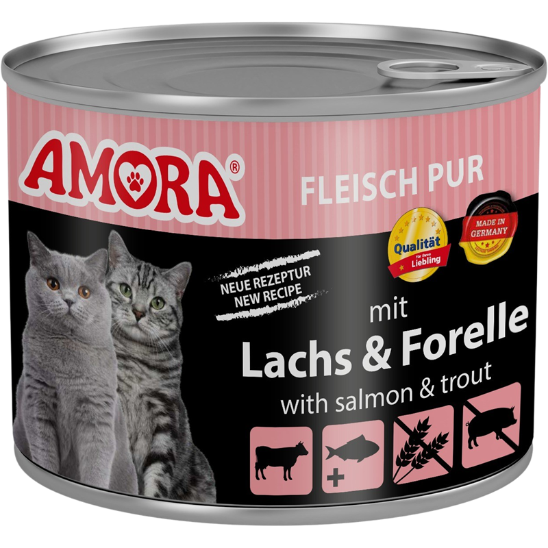 6x Amora Fleisch Pur Adult - 200 g - Lachs & Forelle 