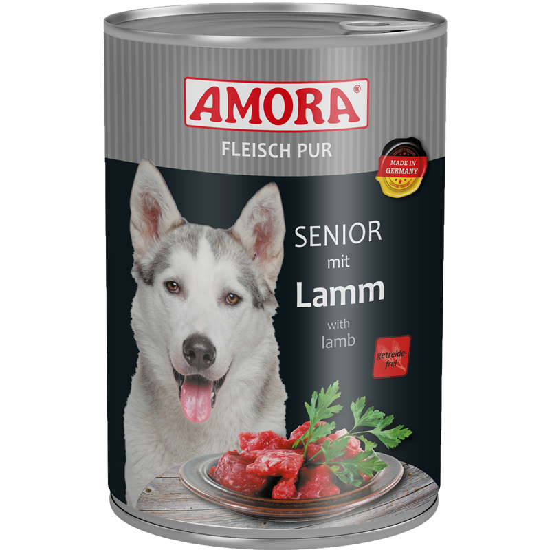 6x Amora Fleisch pur Senior - 400 g - Lamm 