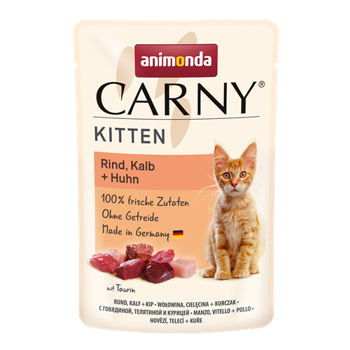 12x animonda Carny Kitten - 85g - Rind, Kalb & Huhn 