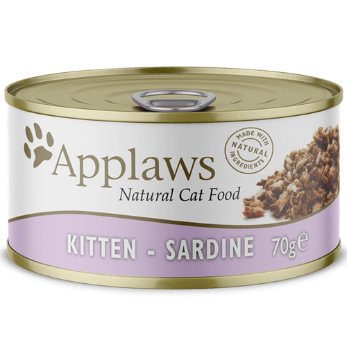 24x Applaws Natural Cat Tins - 70 g - Kitten Sardine 