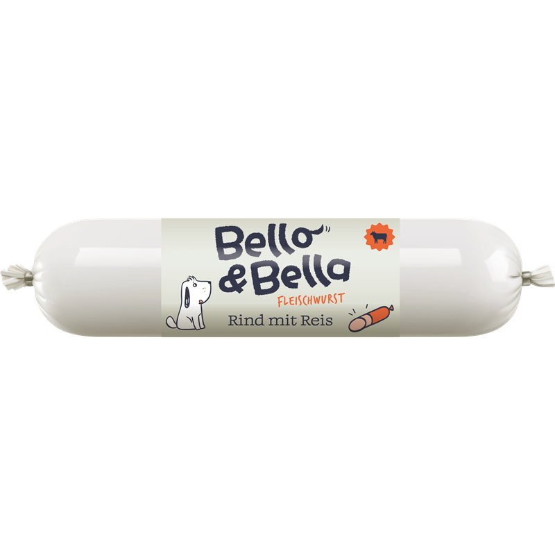 Bello&Bella Adult Fleischwurst 400 g - Rind mit Reis 