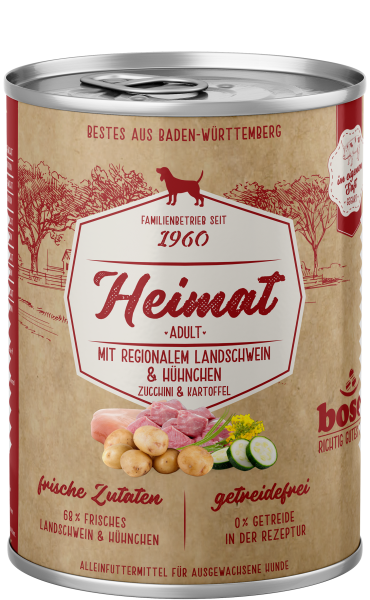 12x bosch Heimat Dose Adult - 400 g - Landschwein & Hühnchen 