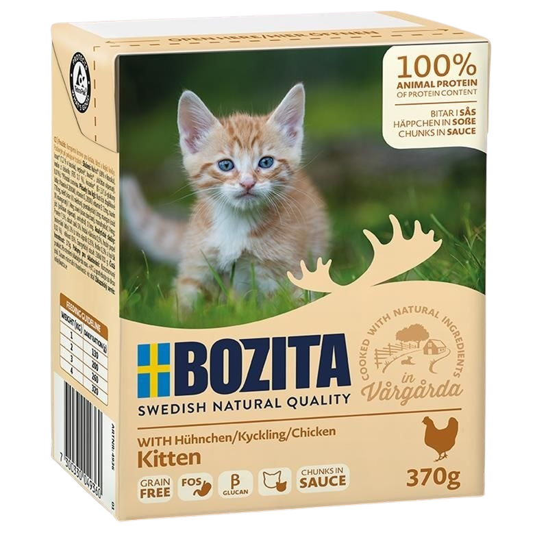 6x Bozita Häppchen in Soße - 370 g - Hühnchen für Kitten 
