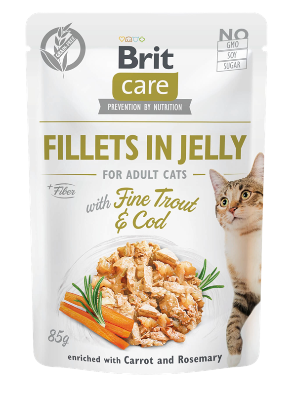 24x Brit Care Fillets in Jelly 85 g - Trout & Cod 