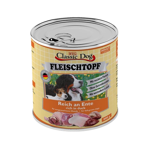 BTG Classic Dog Fleischtopf Adult - 800 g - Reich an Ente 