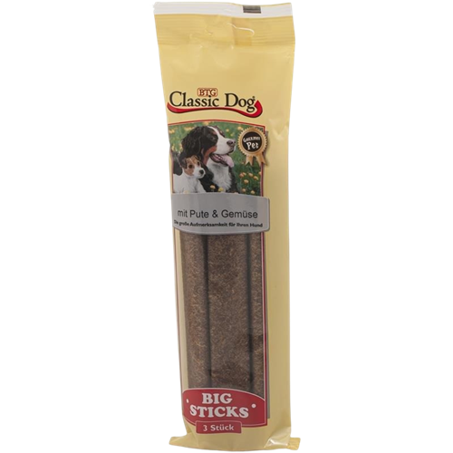 BTG Classic Dog Snack Big Sticks - 3er Pack - Pute & Gemüse 
