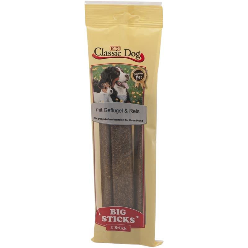 BTG Classic Dog Snack Big Sticks - 3er Pack - Geflügel & Reis 