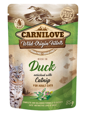 24x Carnilove Cat Pouch - 85 g - Duck with Catnip 