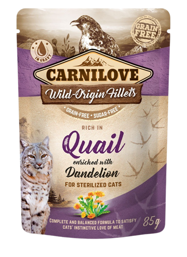 24x Carnilove Cat Pouch - 85 g - Quail with Dandelion 