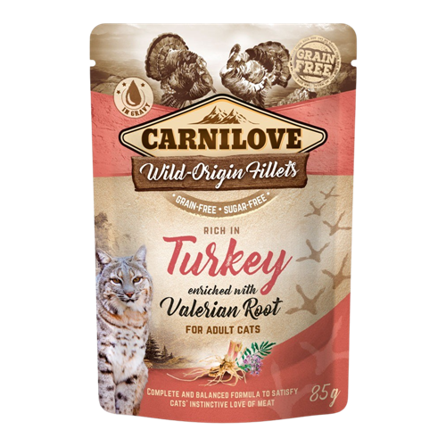 24x Carnilove Cat Pouch - 85 g - Turkey with Valerian 
