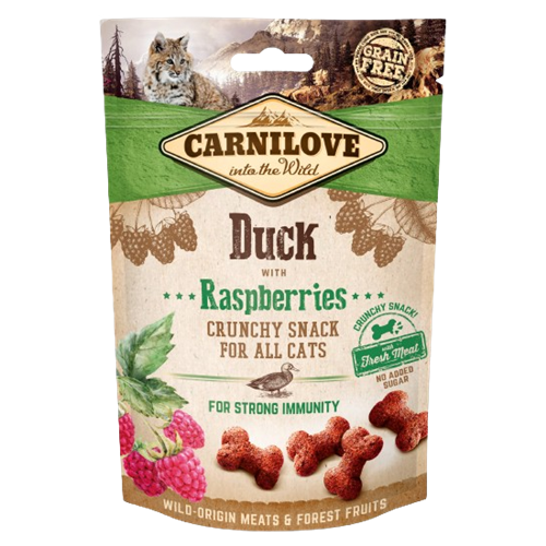 10x Carnilove Cat Snack - 50 g - Crunchy Duck/Raspberries 