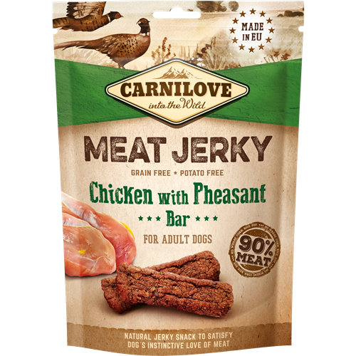 12x Carnilove Snack Meat Jerky - 100 g - Chicken & Pheas. 