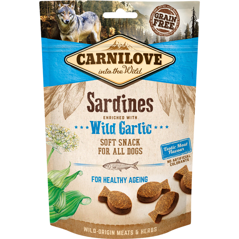 10x Carnilove Snack Soft - 200 g - Sardines/Wild Garlic 