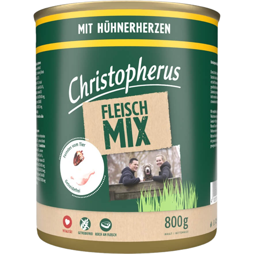 6x Christopherus Fleischmix - 800 g - Hühnerherzen 