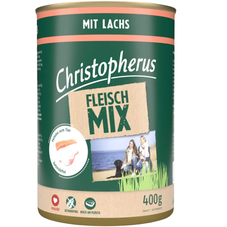 6x Christopherus Fleischmix - 400 g - Lachs 