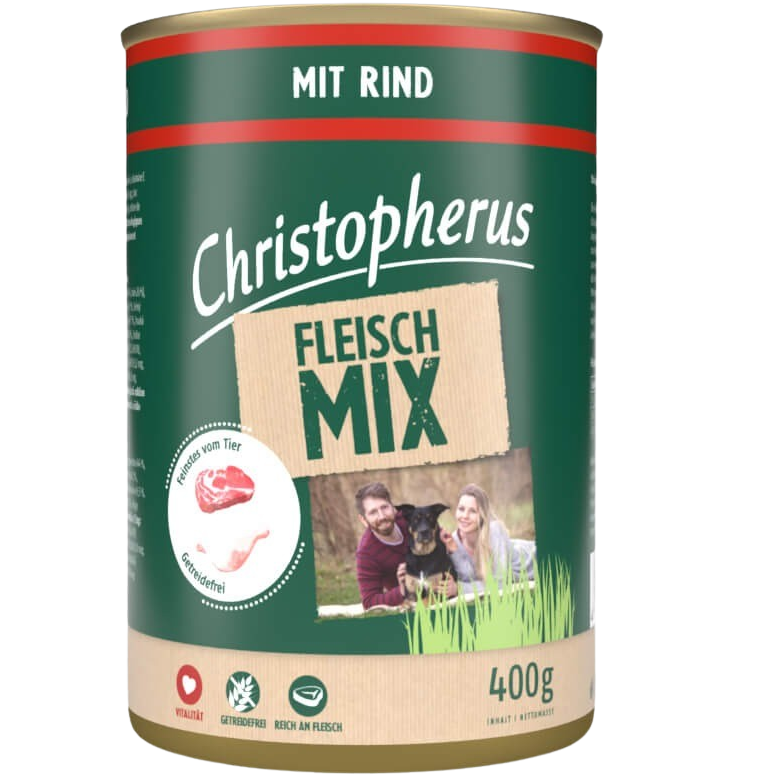 6x Christopherus Fleischmix - 400 g - Rind 