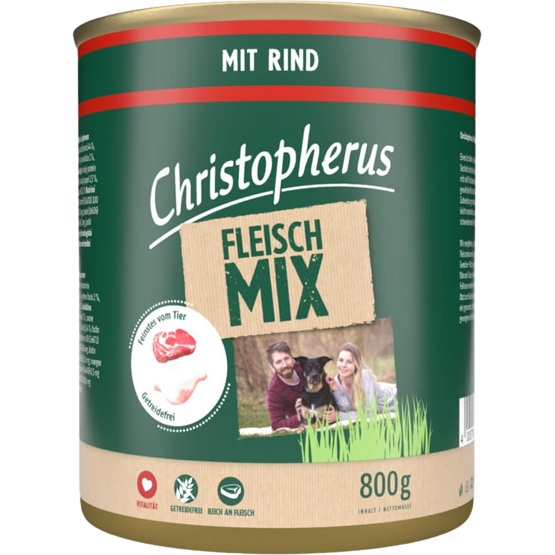 6x Christopherus Fleischmix - 800 g - Rind 