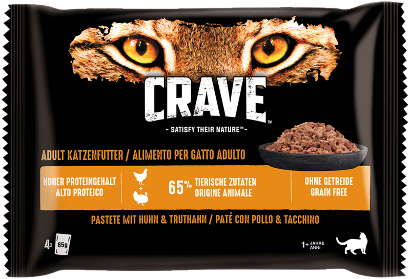 11x Crave Multipack 4 x 85 g - Huhn & Truthahn 
