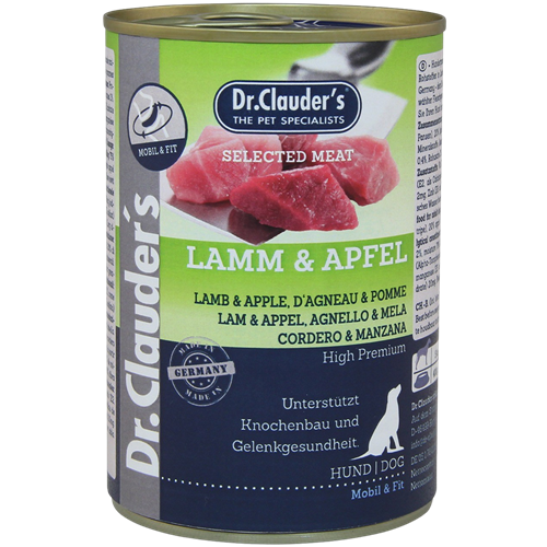 6x Dr. Clauder's Selected Meat - 400 g - Lamm & Apfel 