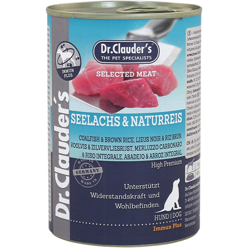 6x Dr. Clauder's Selected Meat - 400 g - Seelachs & Naturreis 