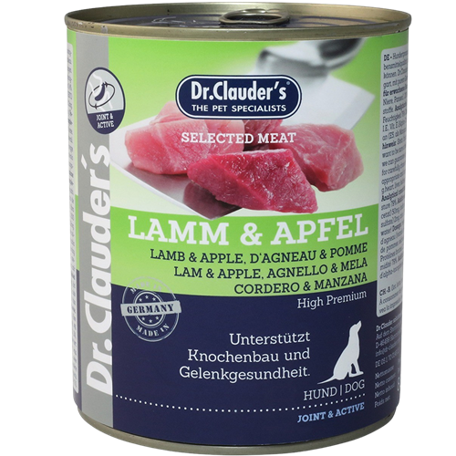 6x Dr. Clauder's Selected Meat - 800 g - Lamm & Apfel 