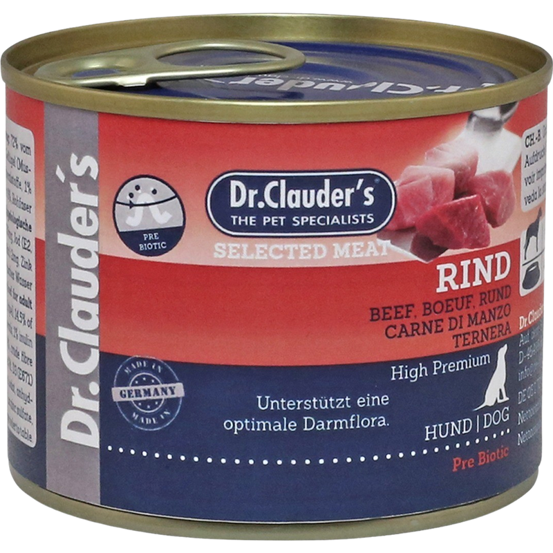 6x Dr. Clauder's Selected Meat - 200 g - Rind 
