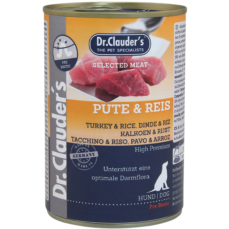 Dr. Clauder's Selected Meat - 400 g - Pute & Reis 
