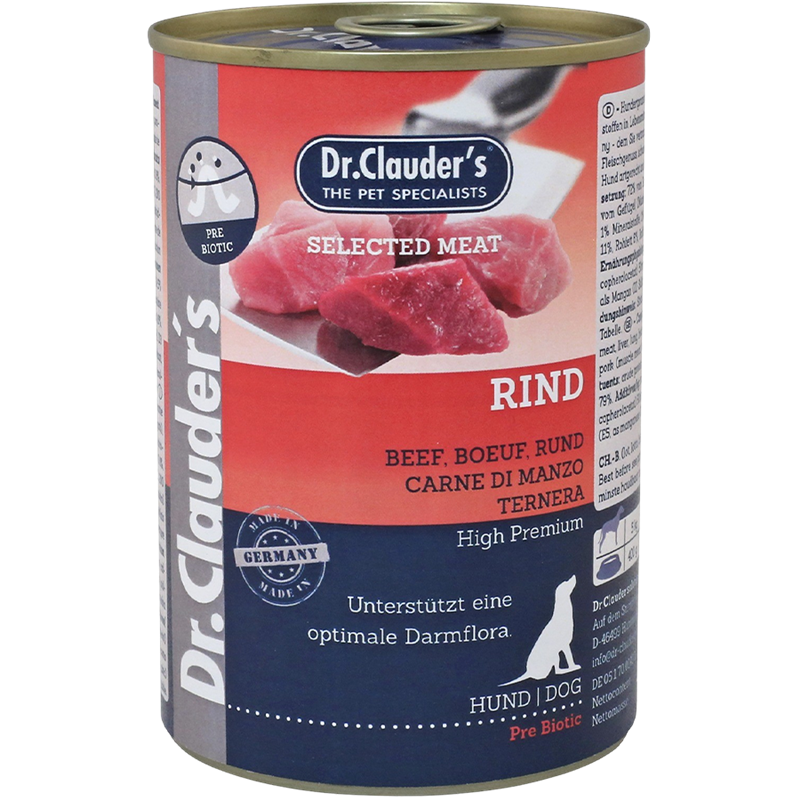 6x Dr. Clauder's Selected Meat - 400 g - Rind 