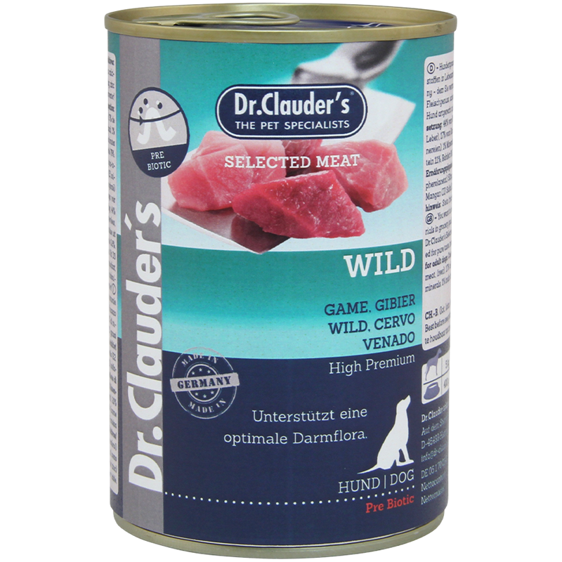 6x Dr. Clauder's Selected Meat - 400 g - Wild 
