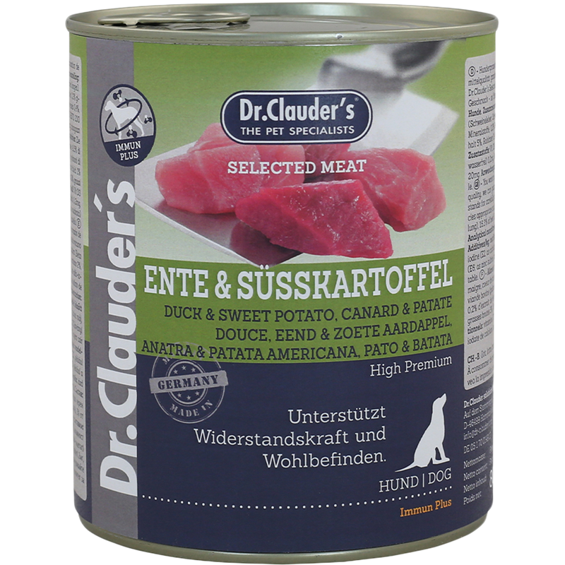 6x Dr. Clauder's Selected Meat - 800 g - Ente & Süßkartoffel 