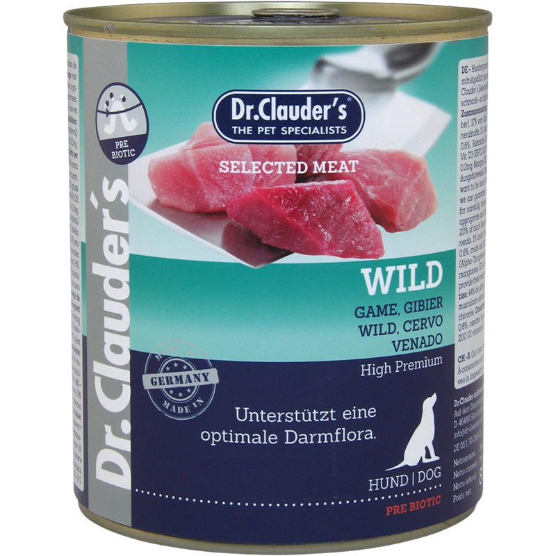 6x Dr. Clauder's Selected Meat - 800 g - Wild 