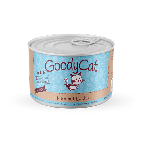 12x Goody Cat Adult - 180 g - Huhn mit Lachs, Rind & Süßkartoffel 