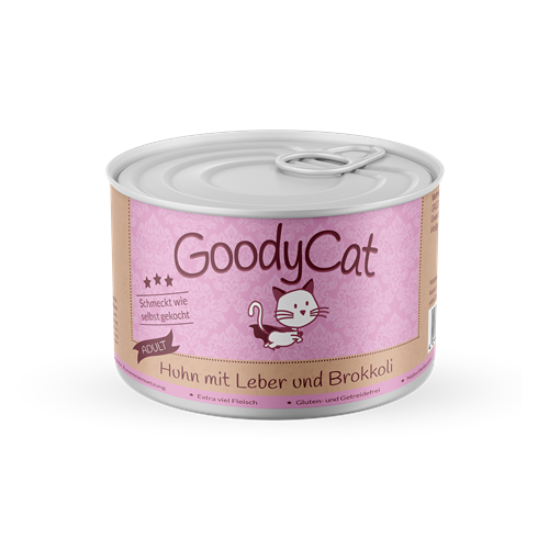 12x Goody Cat Adult - 180 g - Huhn mit Leber & Brokkoli 
