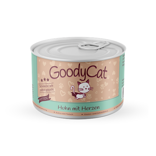 12x Goody Cat Kitten - 180 g - Huhn mit Herzen & Leber 