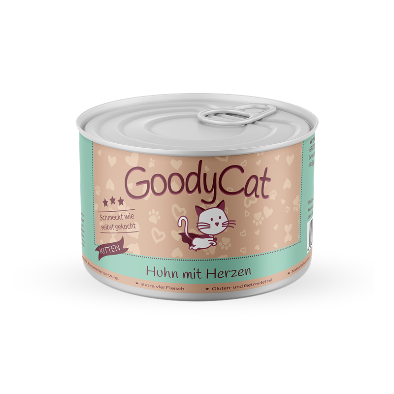 12x Goody Cat Kitten - 180 g - Huhn mit Herzen & Leber 