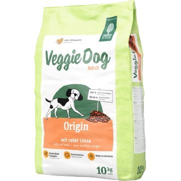 5x Green Petfood VeggieDog Origin Adult mit roter Linse - 900 g 