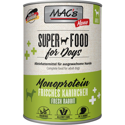 6x MAC's Dog Monoprotein - 400 g - Kaninchen 