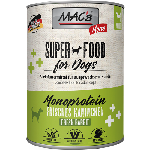 6x MAC's Dog Monoprotein - 800 g - Kaninchen 