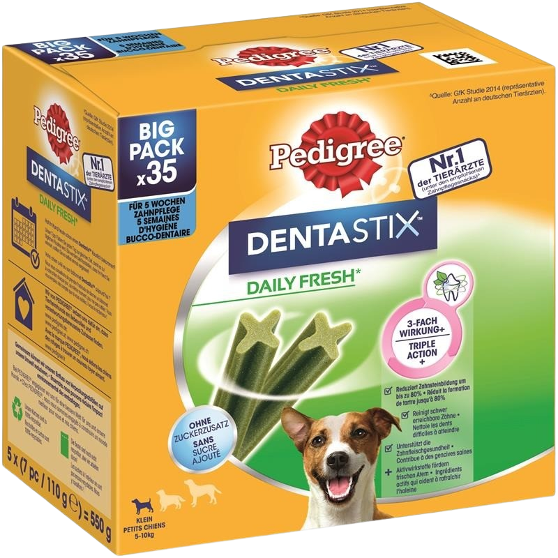 4x Pedigree Dentastix Daily Fresh - kleine Hunde - 35 Stück 