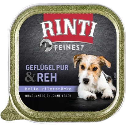11x Rinti Feinest - 150 g - Geflügel Pur & Reh 