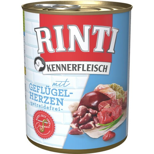 12x Rinti Kennerfleisch - 800 g - Geflügelherzen 