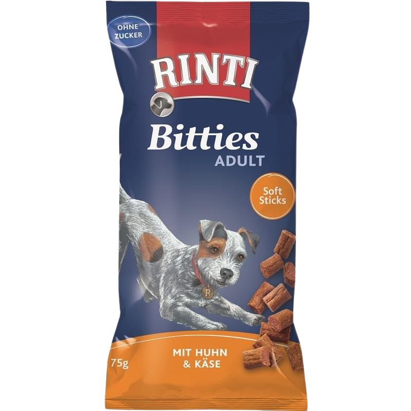 16x Rinti Extra Bitties - 75 g - Huhn & Käse 