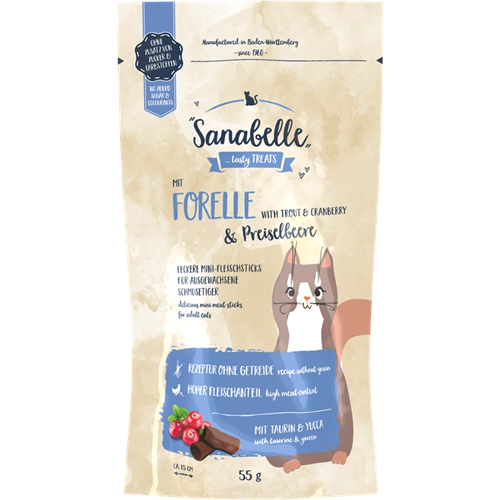 4x Sanabelle Snack - 55 g - Forelle & Preiselbeere 