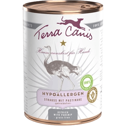 6x Terra Canis Hypoallergen - 400 g - Strauß mit Pastinake 